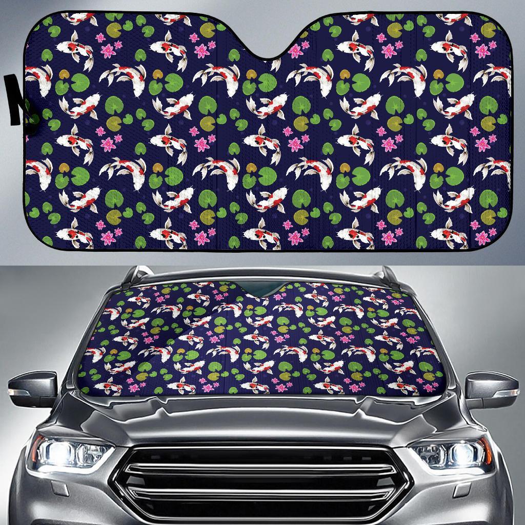 Koi Carp Pattern Design Themed Print Car Sun Shade For Windshield