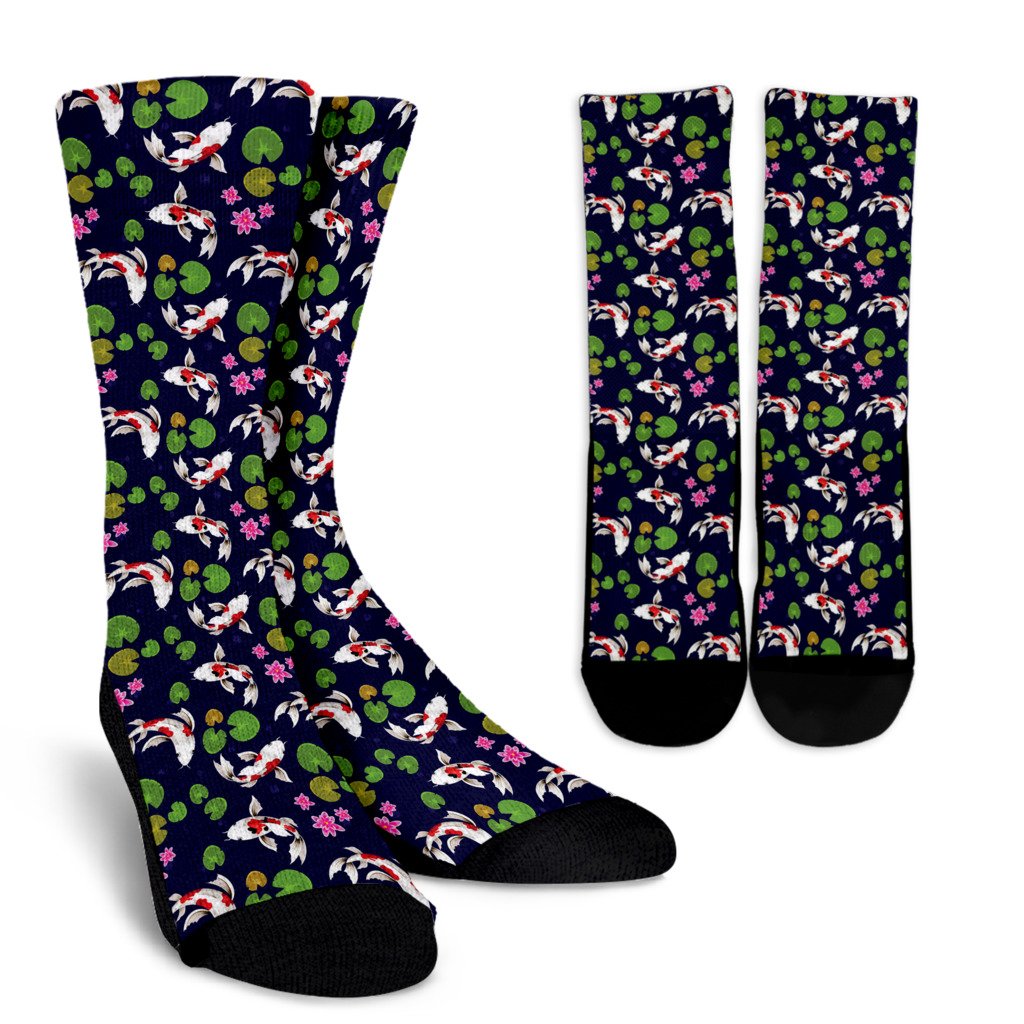 Koi Carp Pattern Design Themed Print Crew Socks
