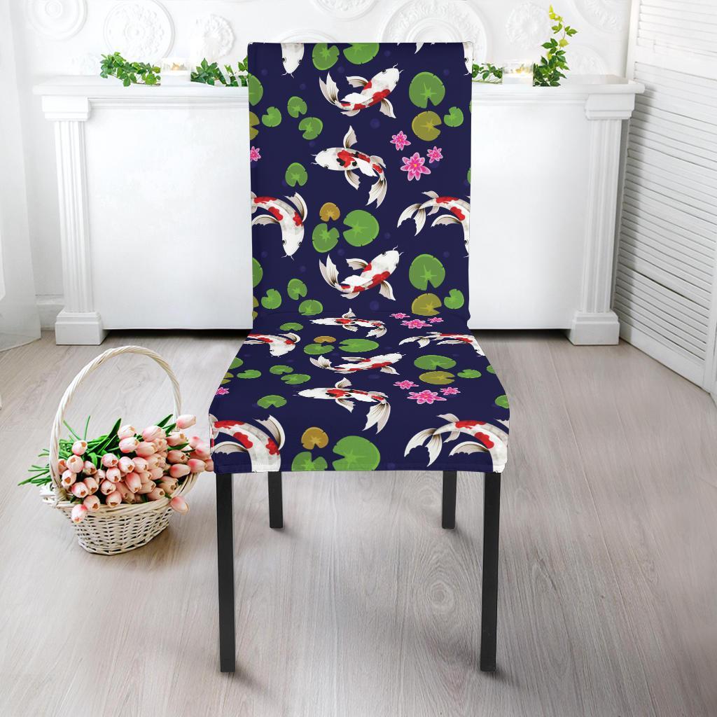 Koi Carp Pattern Design Themed Print Dining Chair Slipcover-JTAMIGO.COM
