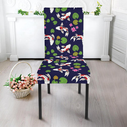 Koi Carp Pattern Design Themed Print Dining Chair Slipcover-JTAMIGO.COM