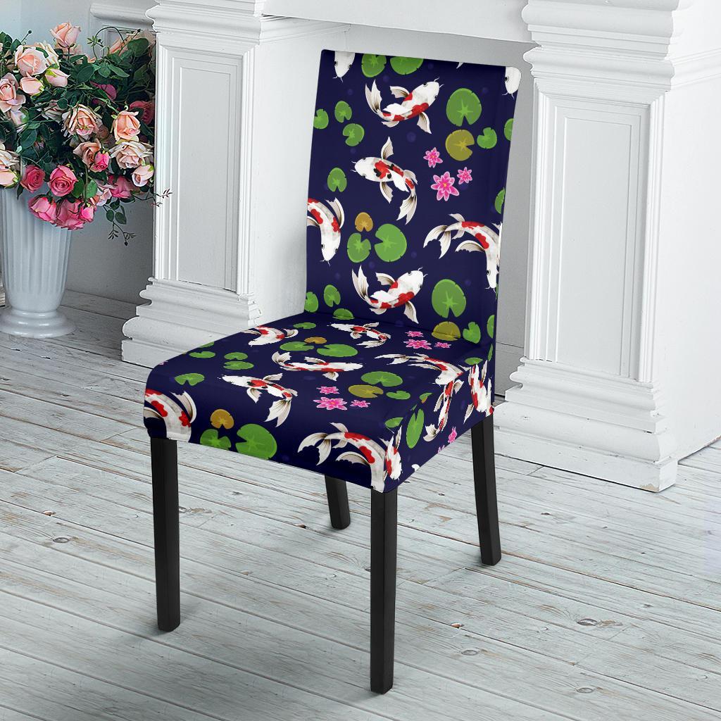 Koi Carp Pattern Design Themed Print Dining Chair Slipcover-JTAMIGO.COM