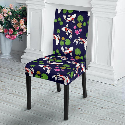 Koi Carp Pattern Design Themed Print Dining Chair Slipcover-JTAMIGO.COM