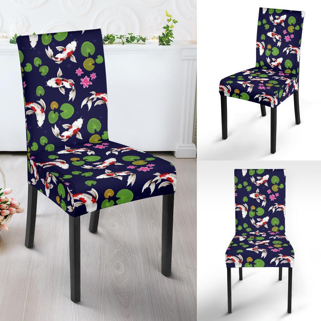 Koi Carp Pattern Design Themed Print Dining Chair Slipcover-JTAMIGO.COM