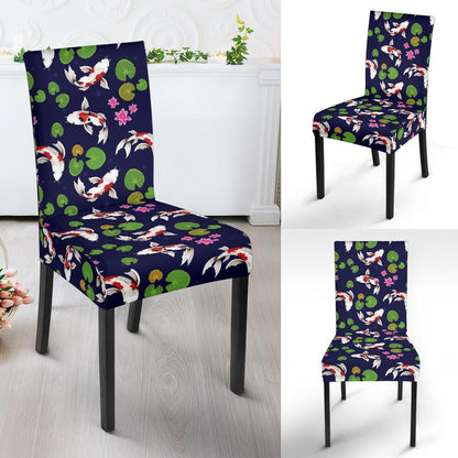 Koi Carp Pattern Design Themed Print Dining Chair Slipcover-JTAMIGO.COM