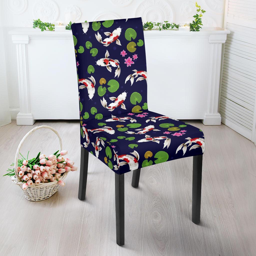 Koi Carp Pattern Design Themed Print Dining Chair Slipcover-JTAMIGO.COM