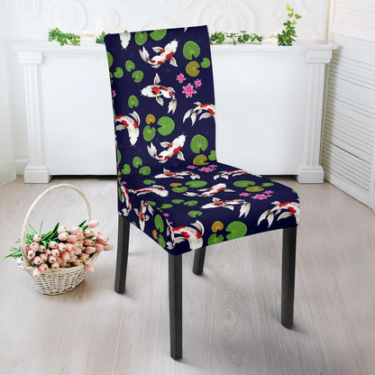 Koi Carp Pattern Design Themed Print Dining Chair Slipcover-JTAMIGO.COM