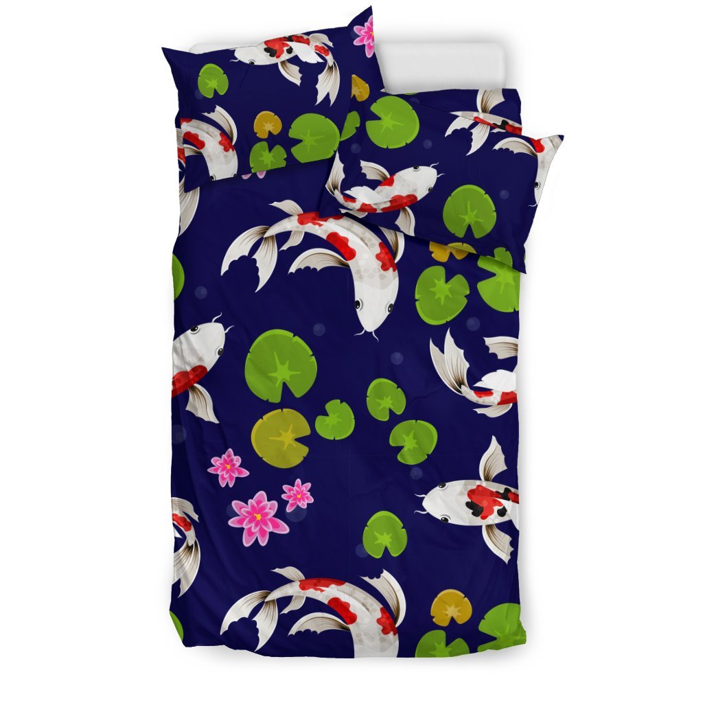 Koi Carp Pattern Design Themed Print Duvet Cover Bedding Set