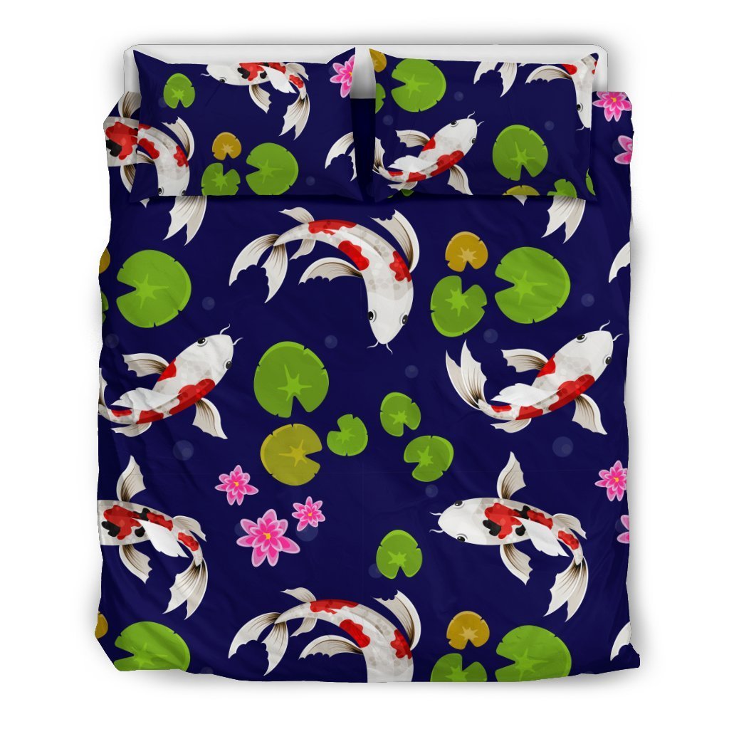 Koi Carp Pattern Design Themed Print Duvet Cover Bedding Set