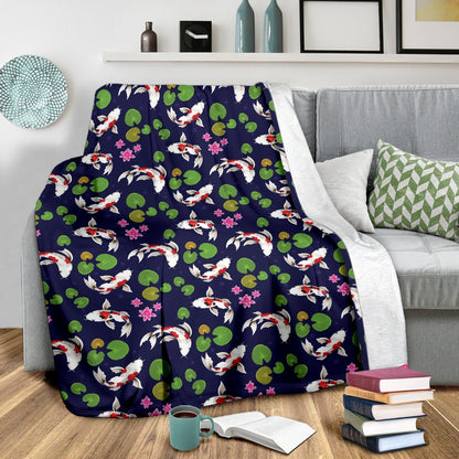 Koi Carp Pattern Design Themed Print Fleece Blanket