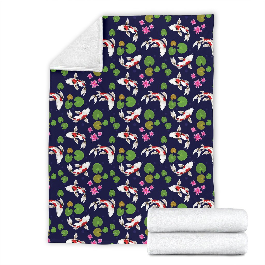 Koi Carp Pattern Design Themed Print Fleece Blanket