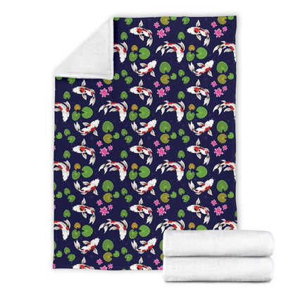 Koi Carp Pattern Design Themed Print Fleece Blanket