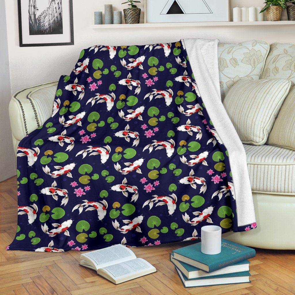 Koi Carp Pattern Design Themed Print Fleece Blanket