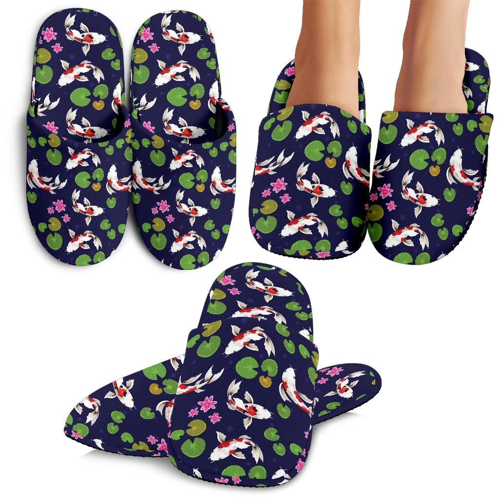 Koi Carp Pattern Design Themed Print House Slippers