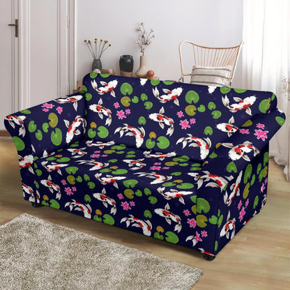 Koi Carp Pattern Design Themed Print Loveseat Slipcover-JTAMIGO.COM