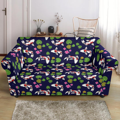 Koi Carp Pattern Design Themed Print Loveseat Slipcover-JTAMIGO.COM