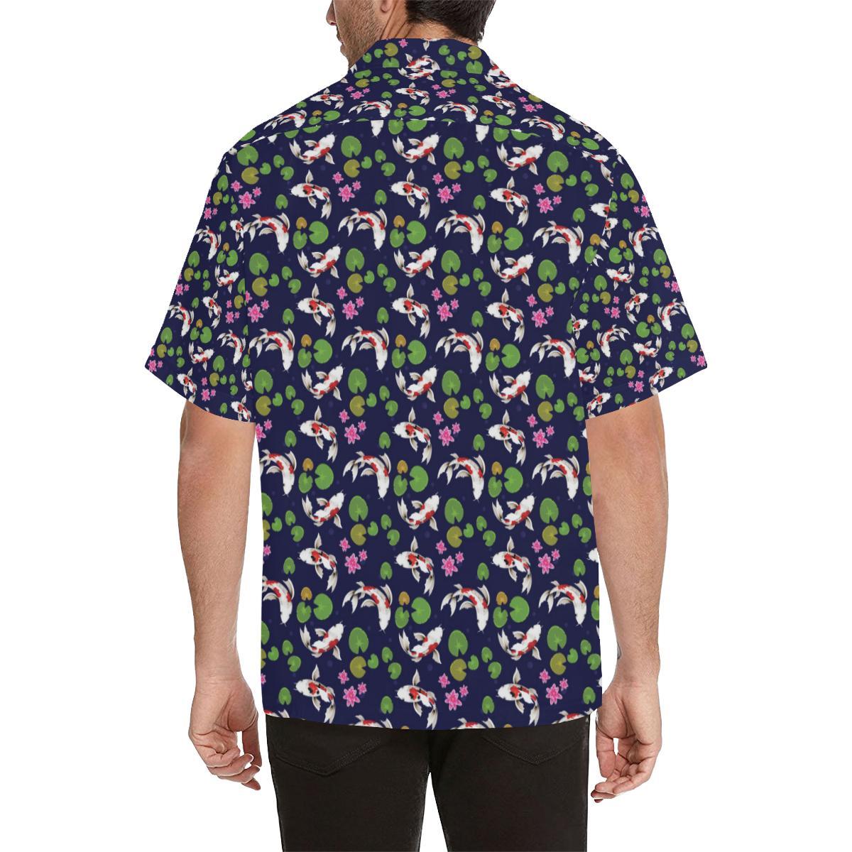 Koi Carp Pattern Design Themed Print Men Aloha Hawaiian Shirt