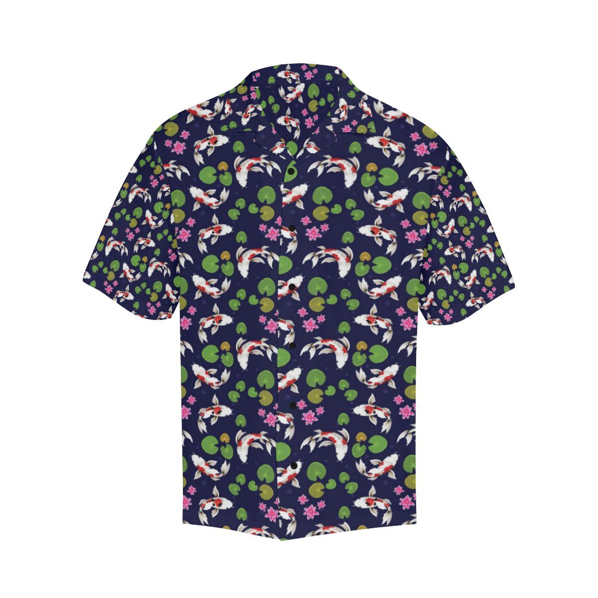 Koi Carp Pattern Design Themed Print Men Aloha Hawaiian Shirt