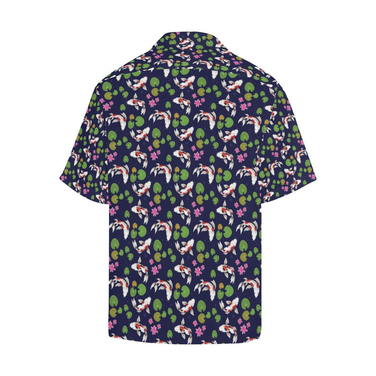 Koi Carp Pattern Design Themed Print Men Aloha Hawaiian Shirt