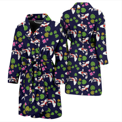 Koi Carp Pattern Design Themed Print Men Bath Robe-JTAMIGO.COM