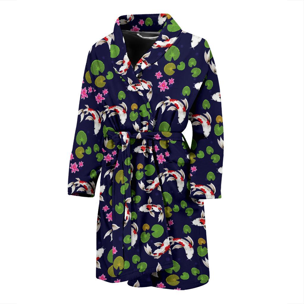 Koi Carp Pattern Design Themed Print Men Bath Robe-JTAMIGO.COM