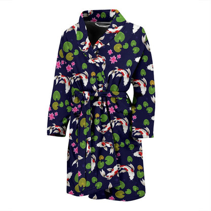 Koi Carp Pattern Design Themed Print Men Bath Robe-JTAMIGO.COM