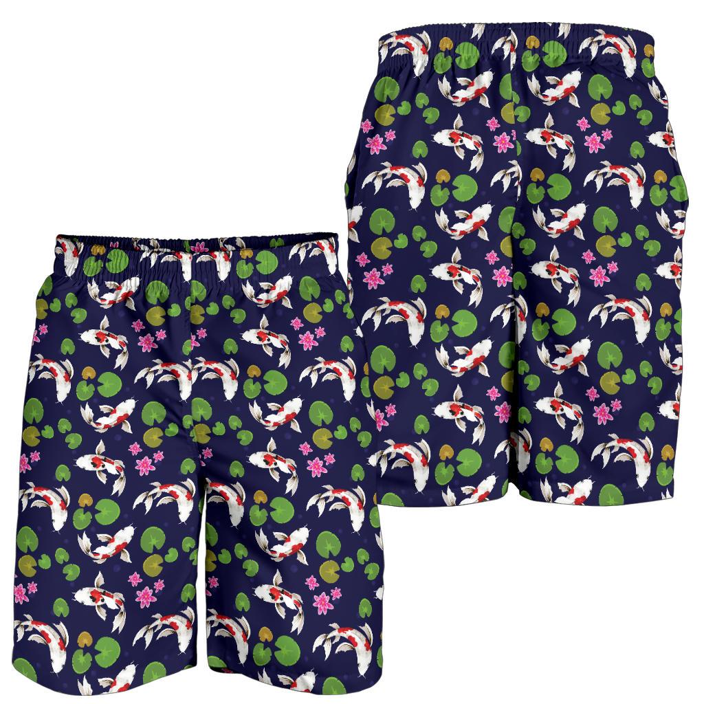 Koi Carp Pattern Design Themed Print Mens Shorts-JTAMIGO.COM