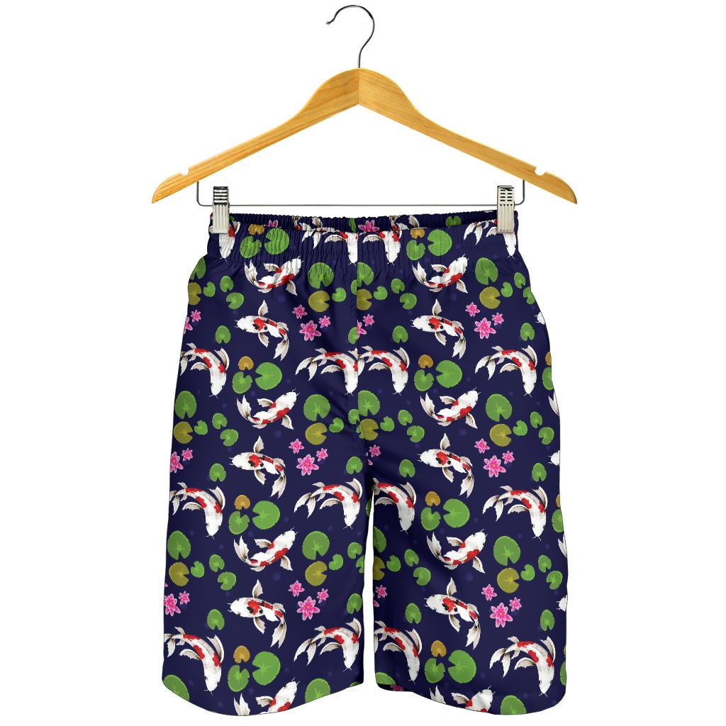 Koi Carp Pattern Design Themed Print Mens Shorts-JTAMIGO.COM