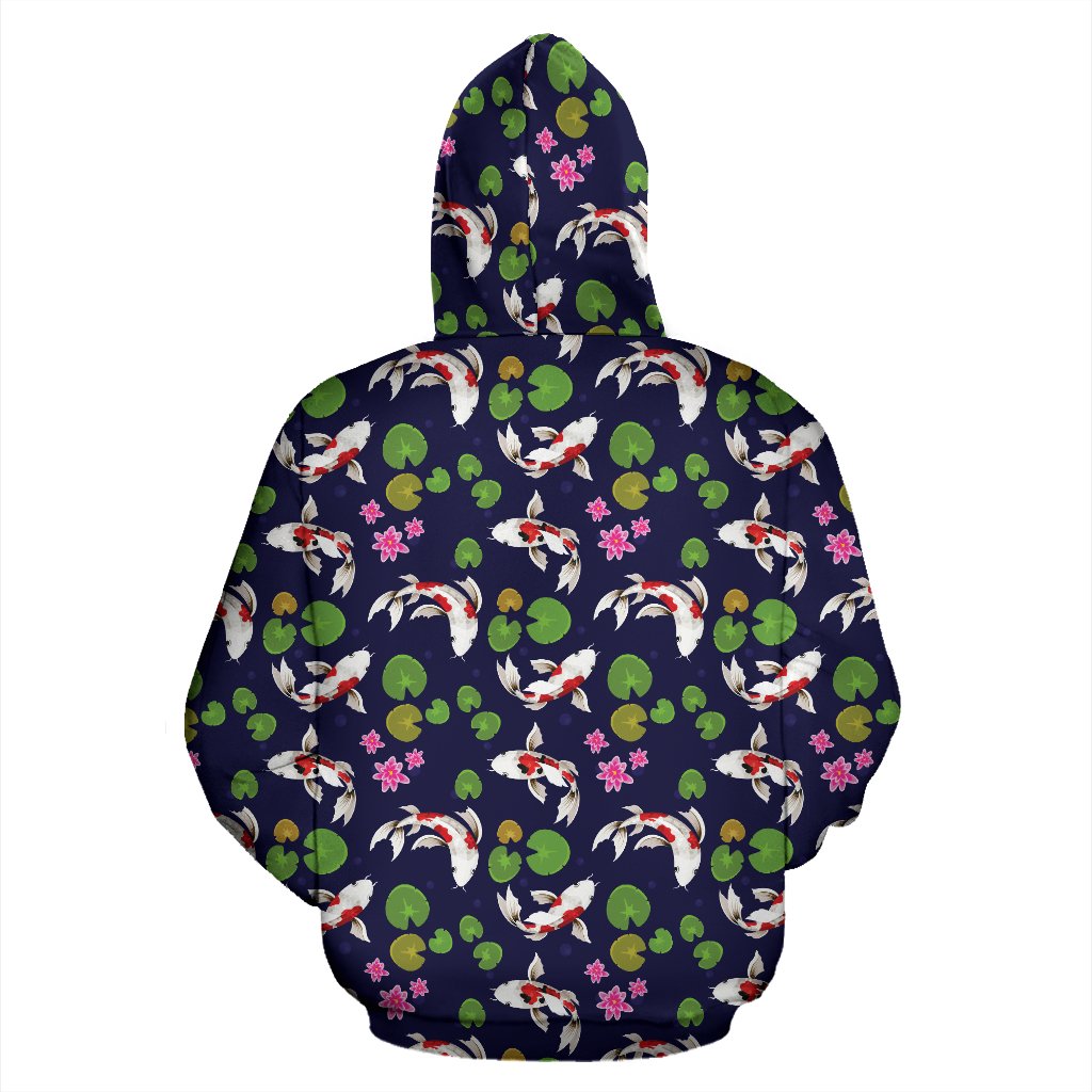 Koi Carp Pattern Design Themed Print Pullover Hoodie