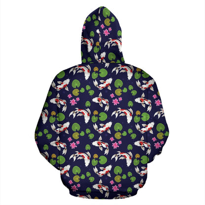 Koi Carp Pattern Design Themed Print Pullover Hoodie