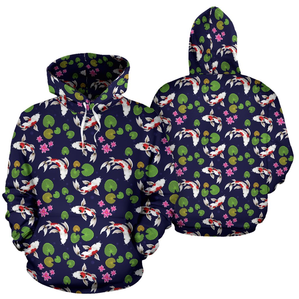 Koi Carp Pattern Design Themed Print Pullover Hoodie
