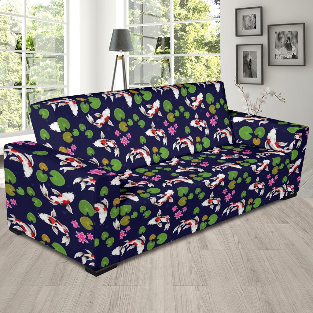 Koi Carp Pattern Design Themed Print Sofa Slipcover-JTAMIGO.COM