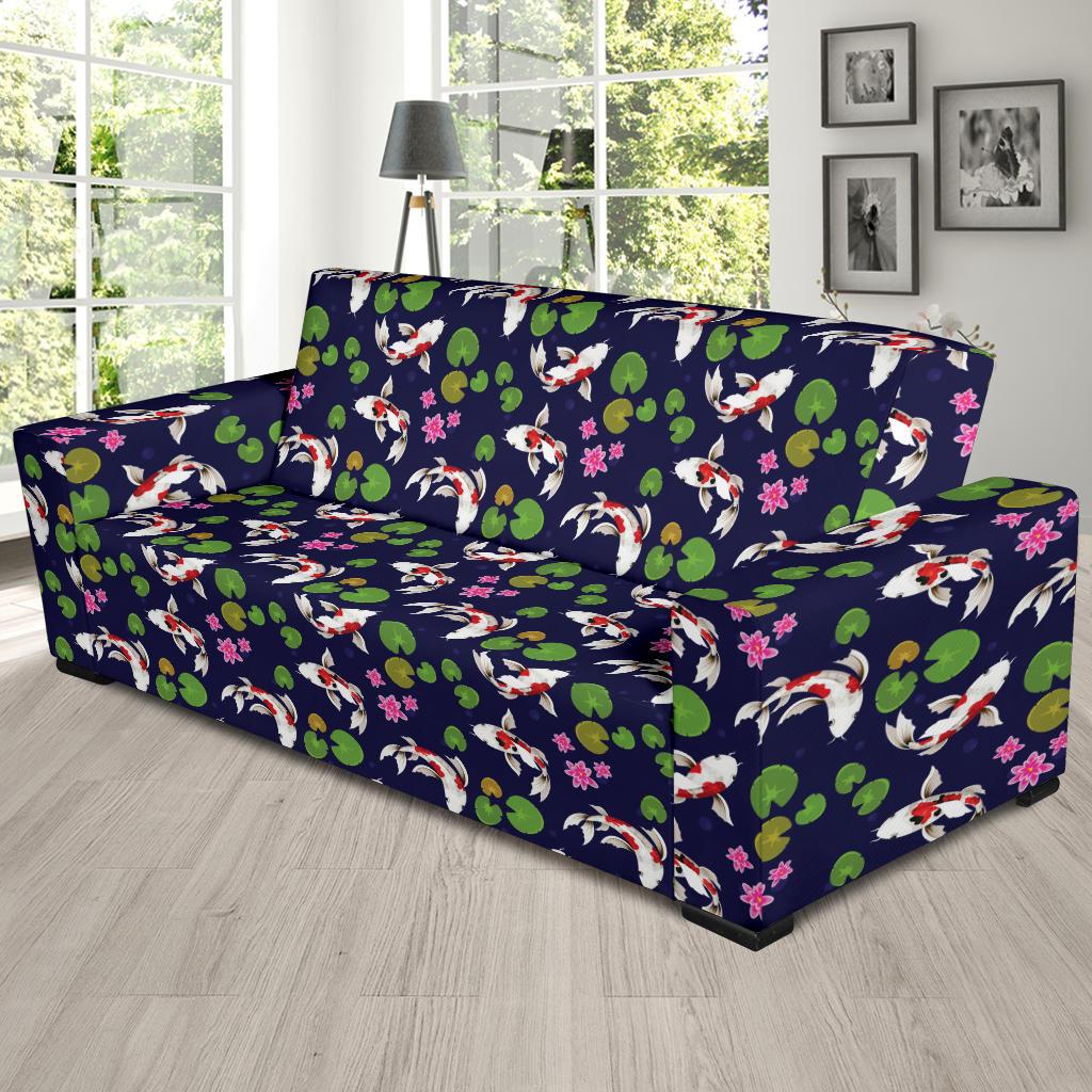 Koi Carp Pattern Design Themed Print Sofa Slipcover-JTAMIGO.COM