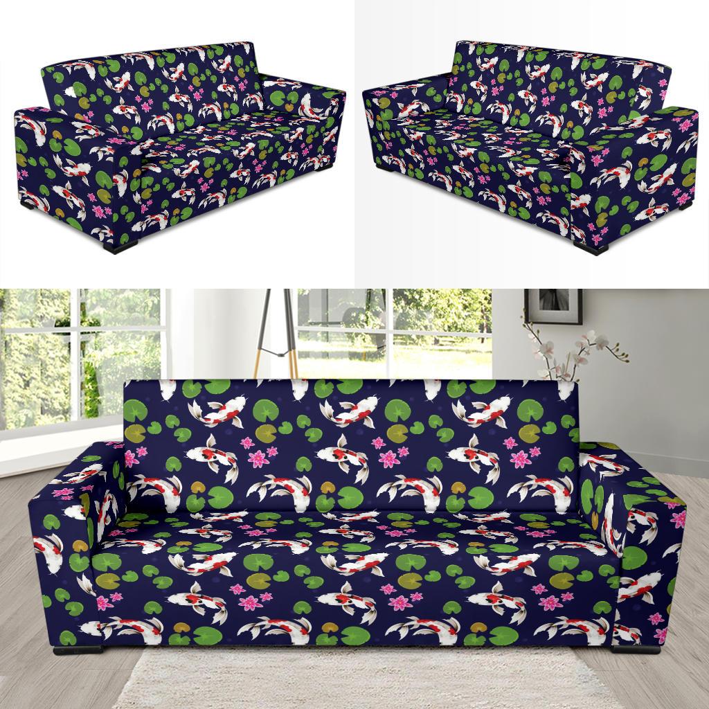 Koi Carp Pattern Design Themed Print Sofa Slipcover-JTAMIGO.COM