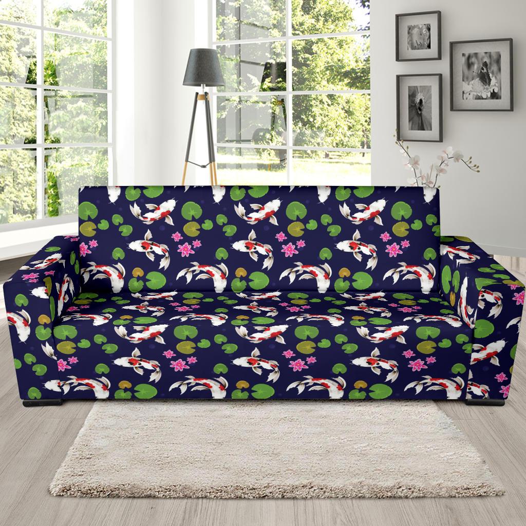 Koi Carp Pattern Design Themed Print Sofa Slipcover-JTAMIGO.COM