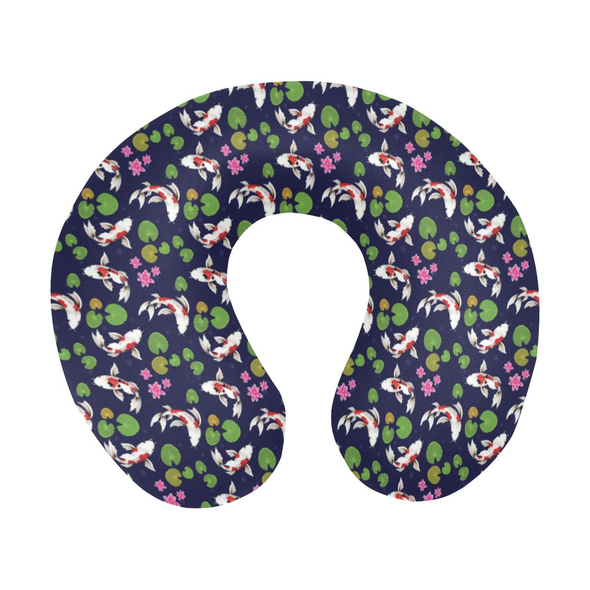 Koi Carp Pattern Design Themed Print U-Shaped Travel Neck Pillow-JTAMIGO.COM
