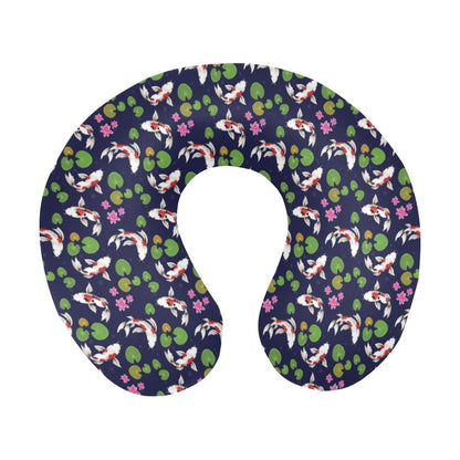 Koi Carp Pattern Design Themed Print U-Shaped Travel Neck Pillow-JTAMIGO.COM