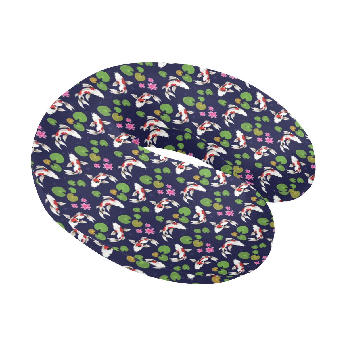 Koi Carp Pattern Design Themed Print U-Shaped Travel Neck Pillow-JTAMIGO.COM