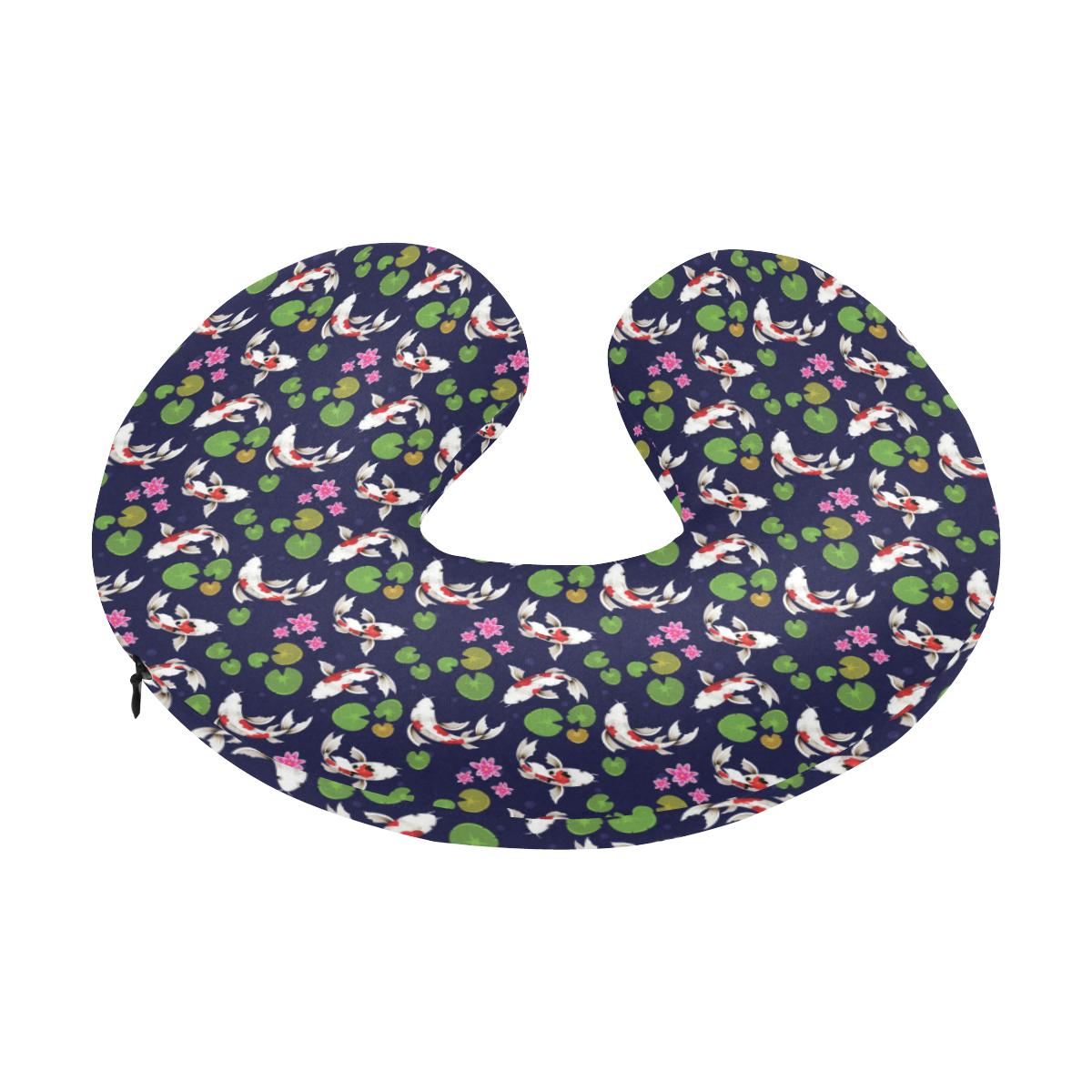 Koi Carp Pattern Design Themed Print U-Shaped Travel Neck Pillow-JTAMIGO.COM