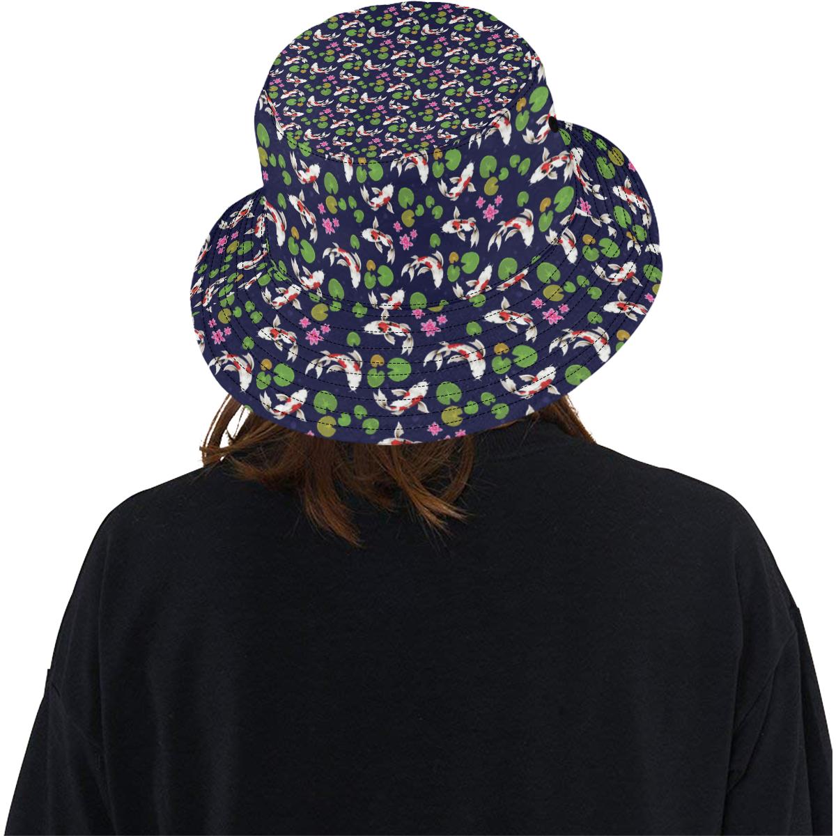 Koi Carp Pattern Design Themed Print Unisex Bucket Hat