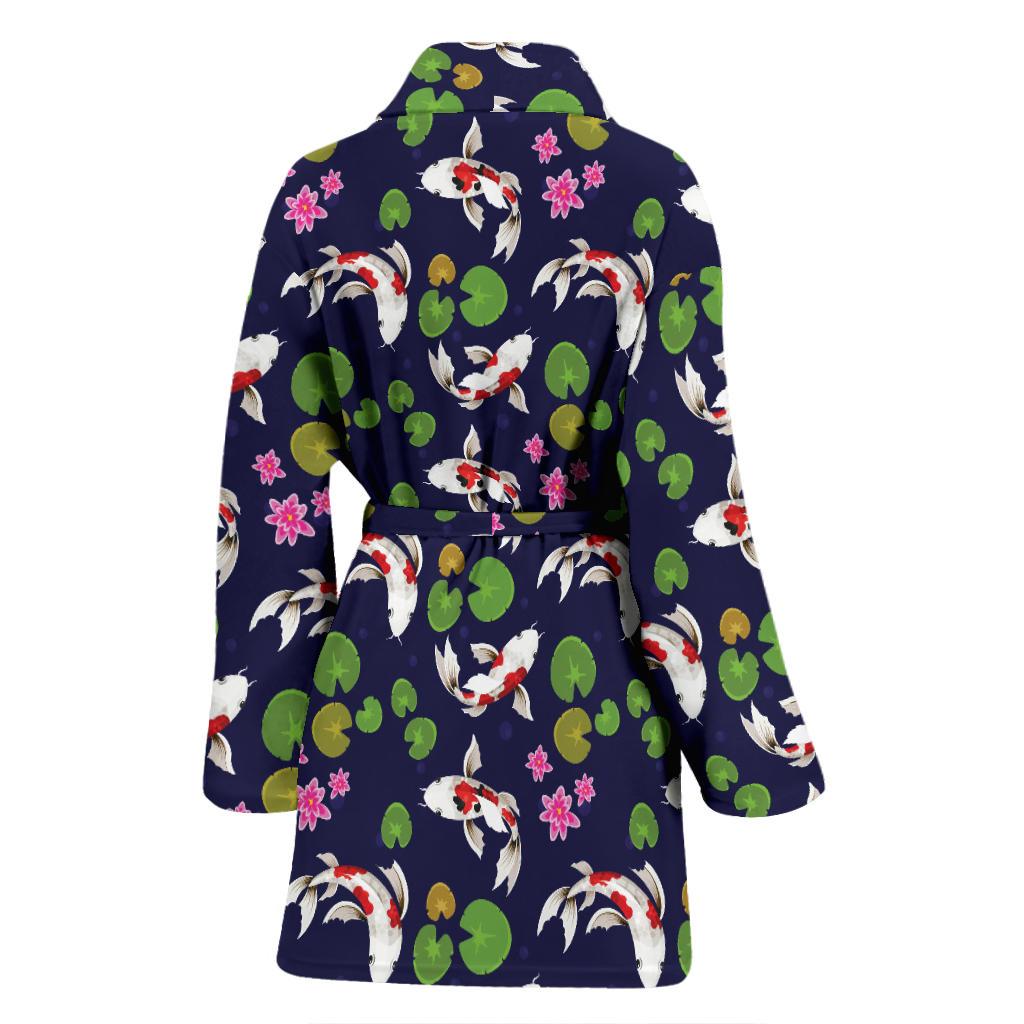 Koi Carp Pattern Design Themed Print Women Bath Robe-JTAMIGO.COM