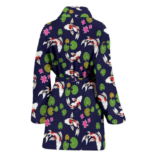 Koi Carp Pattern Design Themed Print Women Bath Robe-JTAMIGO.COM
