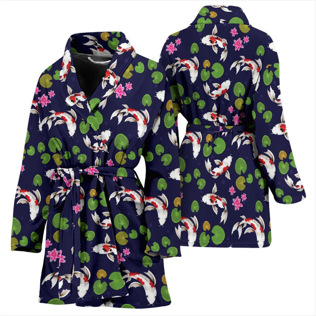 Koi Carp Pattern Design Themed Print Women Bath Robe-JTAMIGO.COM