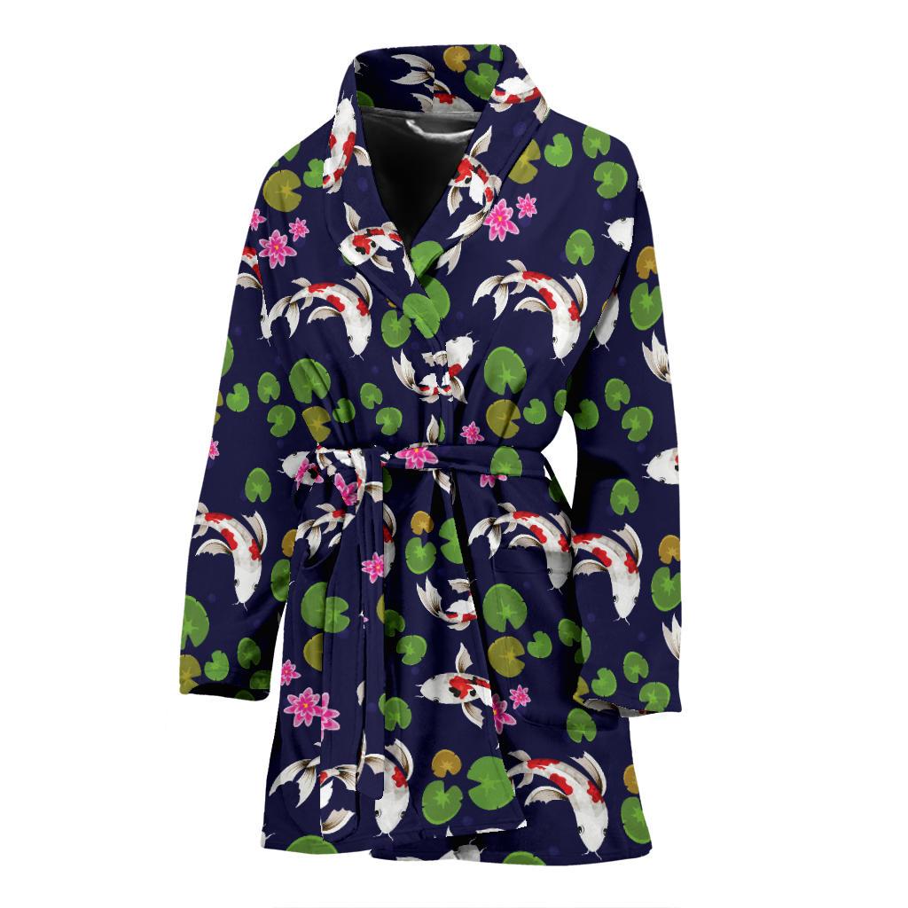 Koi Carp Pattern Design Themed Print Women Bath Robe-JTAMIGO.COM