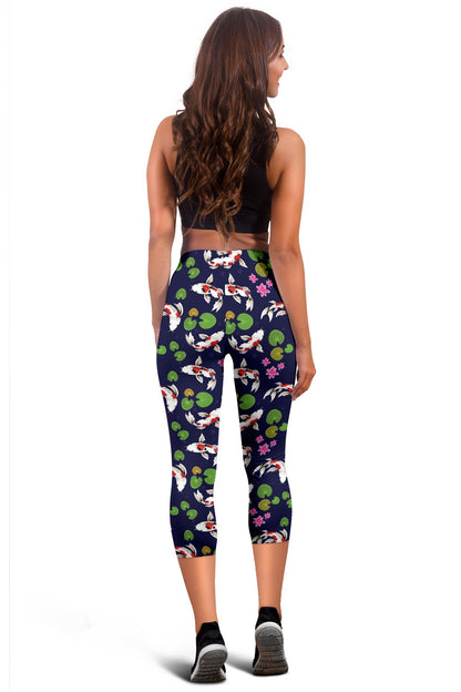 Koi Carp Pattern Design Themed Print Women Capris