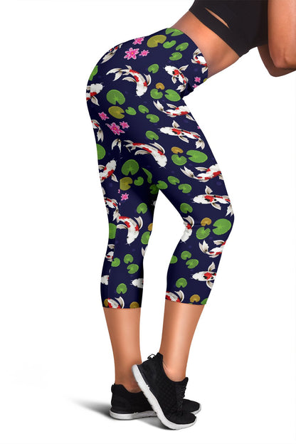 Koi Carp Pattern Design Themed Print Women Capris