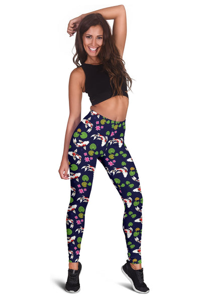 Koi Carp Pattern Design Themed Print Women Leggings