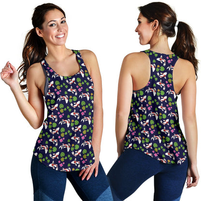 Koi Carp Pattern Design Themed Print Women Racerback Tank Top
