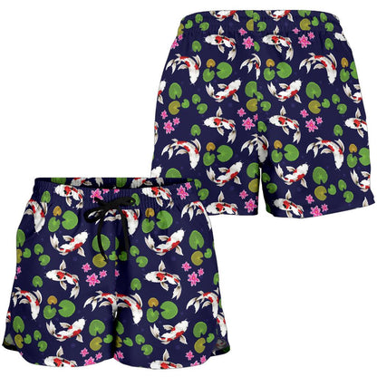 Koi Carp Pattern Design Themed Print Women Shorts-JTAMIGO.COM