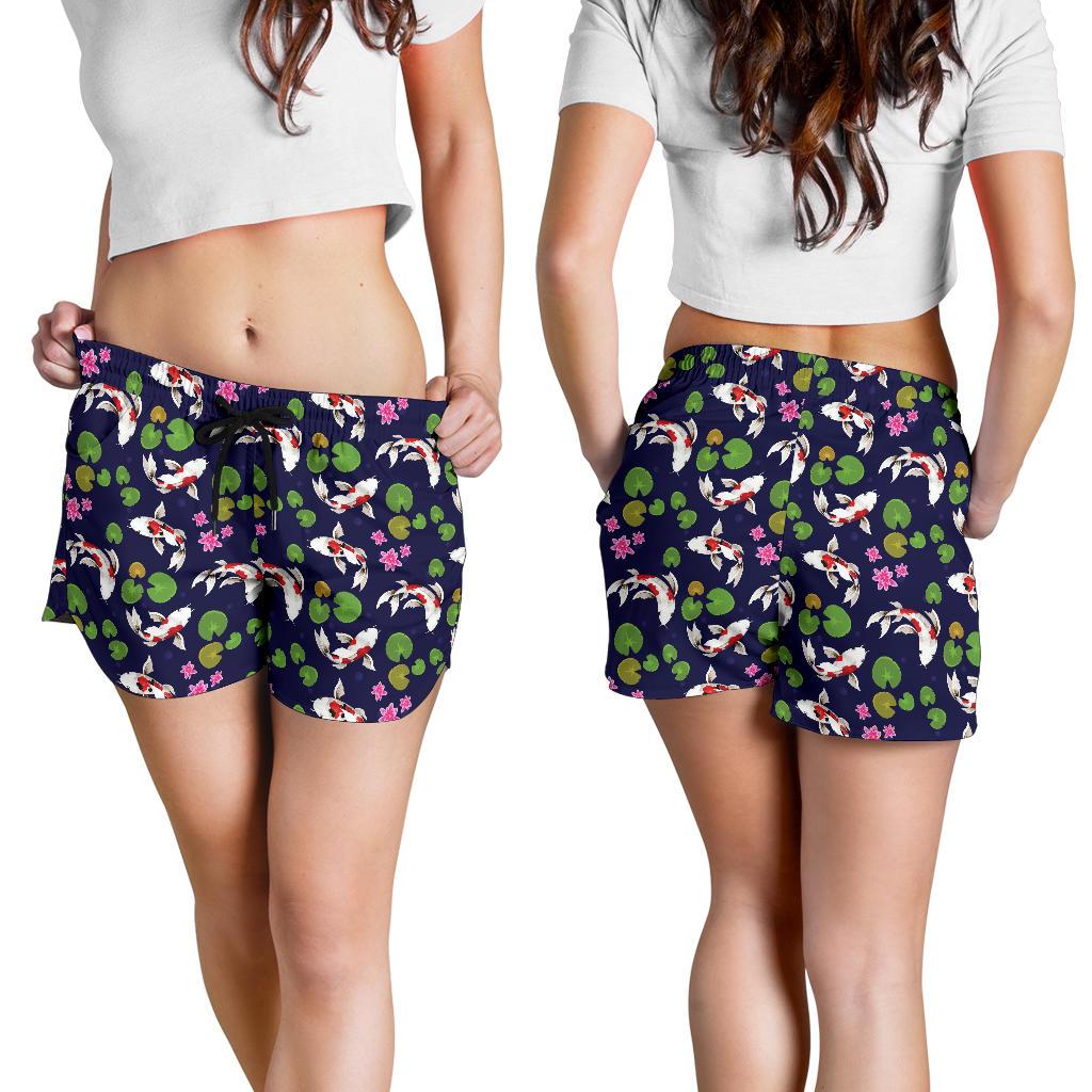 Koi Carp Pattern Design Themed Print Women Shorts-JTAMIGO.COM