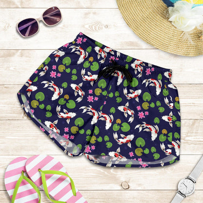 Koi Carp Pattern Design Themed Print Women Shorts-JTAMIGO.COM
